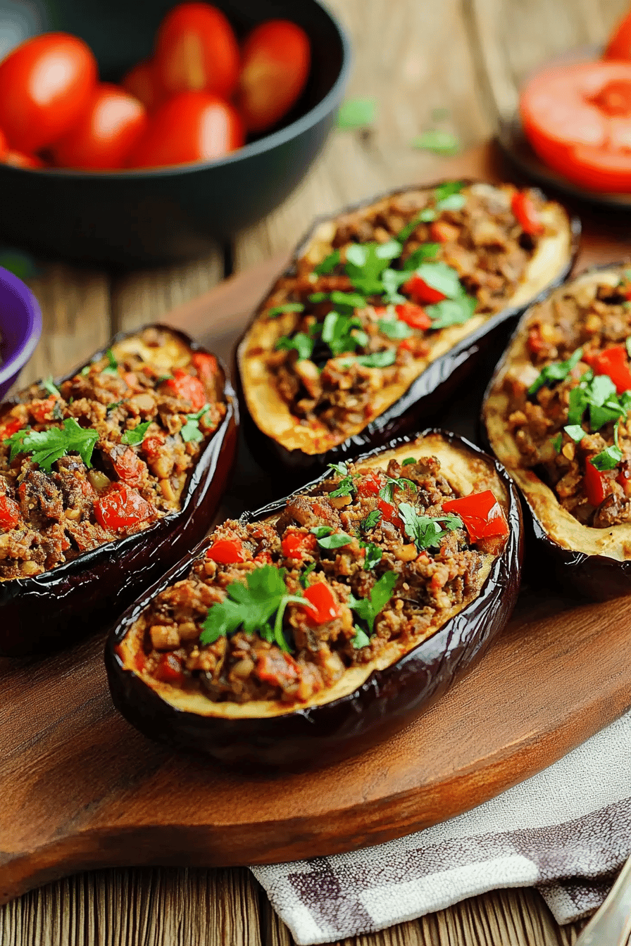 Aubergines Farcies à la Viande Hachée Final Dish Presentation