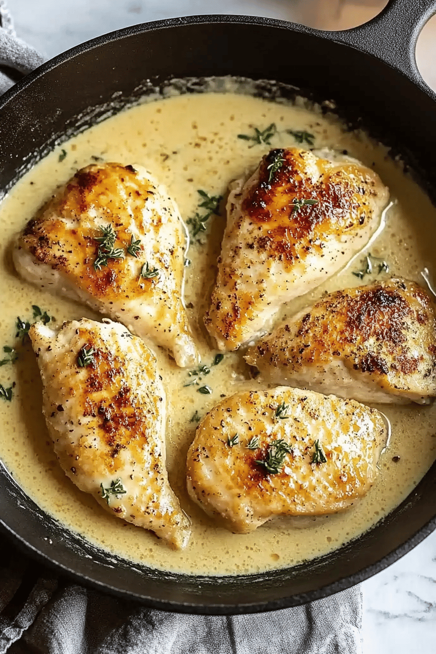 Blanc de Poulet à la Crème de Moutarde Facile Final Dish Presentation