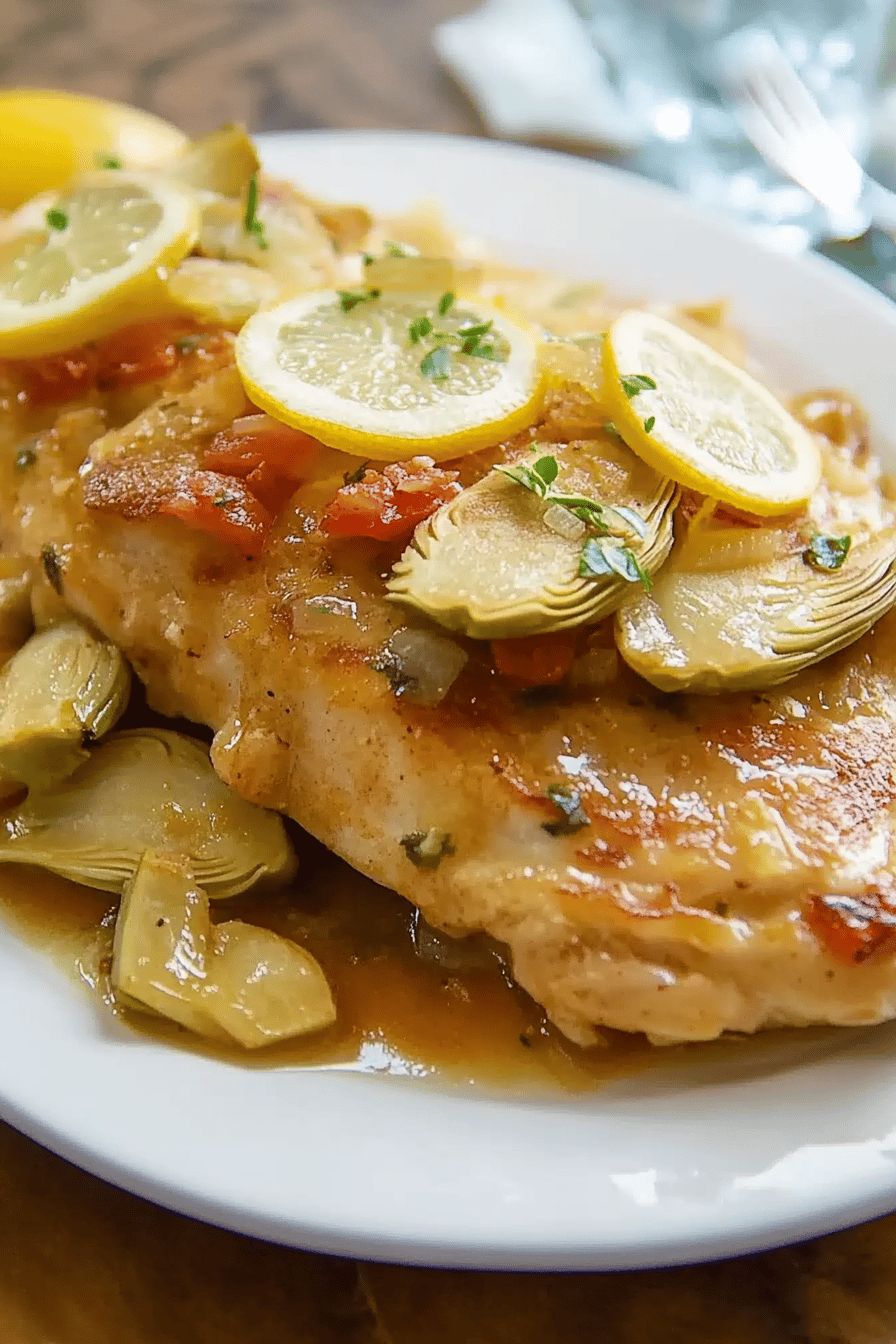 Blanc de Poulet aux Artichauts et Citron. Final Dish Presentation
