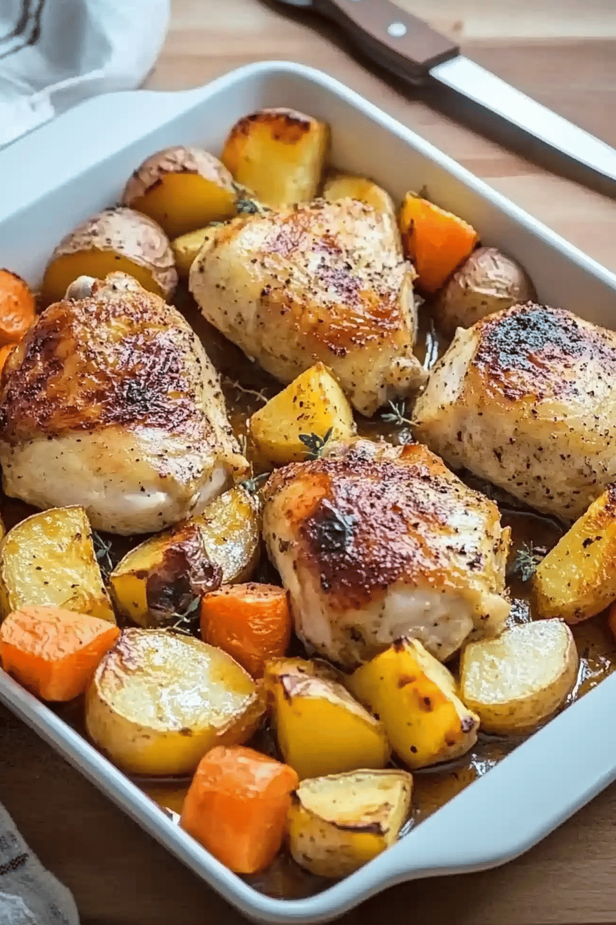 Blanc de poulet au four avec pommes de terre et carottes Final Dish Presentation