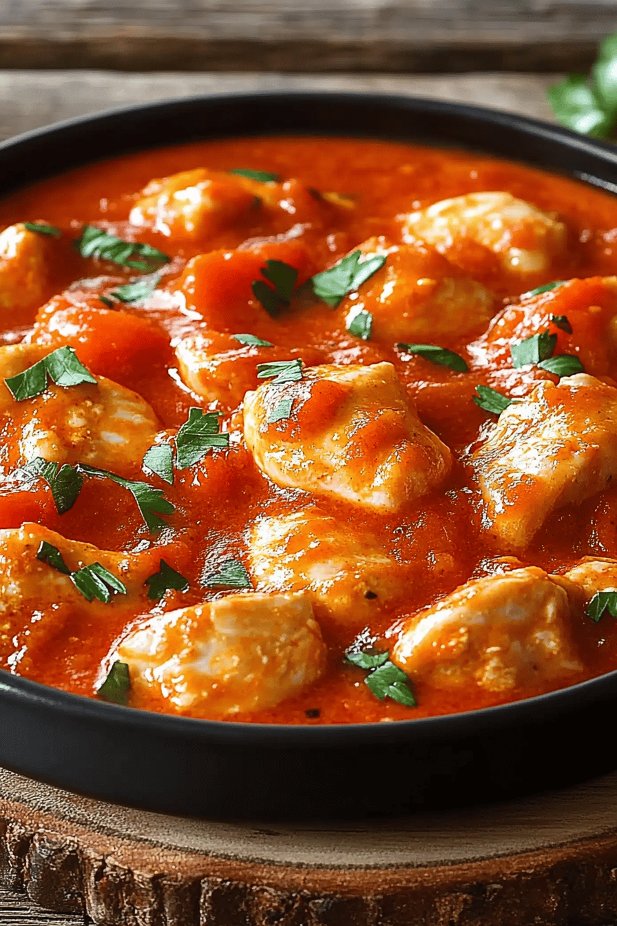Blanc de poulet en sauce tomate crémeuse Final Dish Presentation