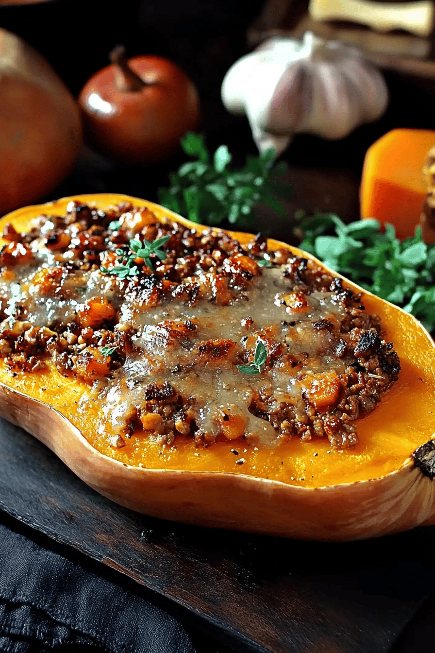 Butternut farcie à la viande hachée facile Final Dish Presentation