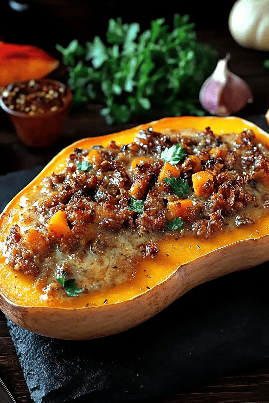 Butternut farcie à la viande hachée facile Final Dish Presentation