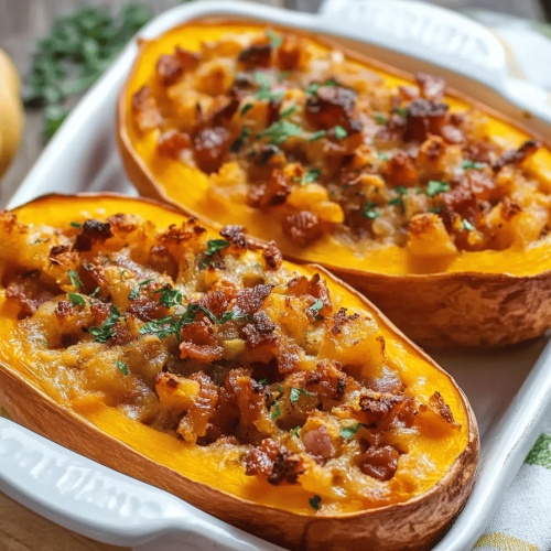 Butternut farcie aux lardons