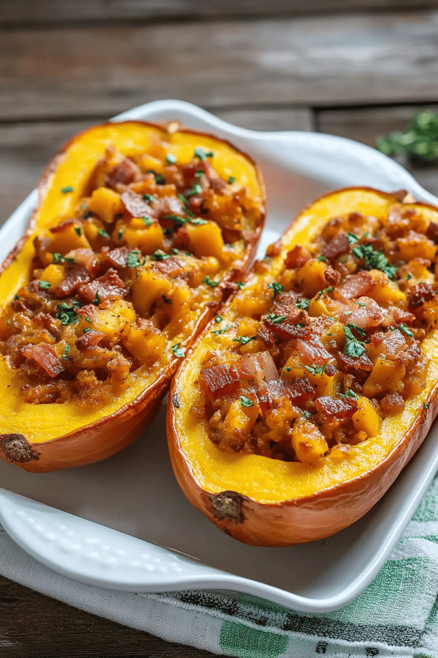 Butternut farcie aux lardons Final Dish Presentation