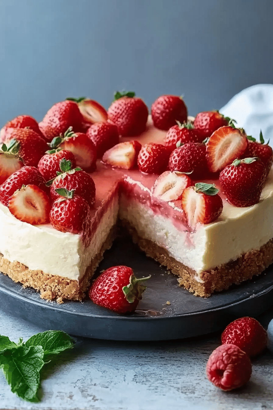 Cheesecake aux fraises facile et délicieux Final Dish Presentation