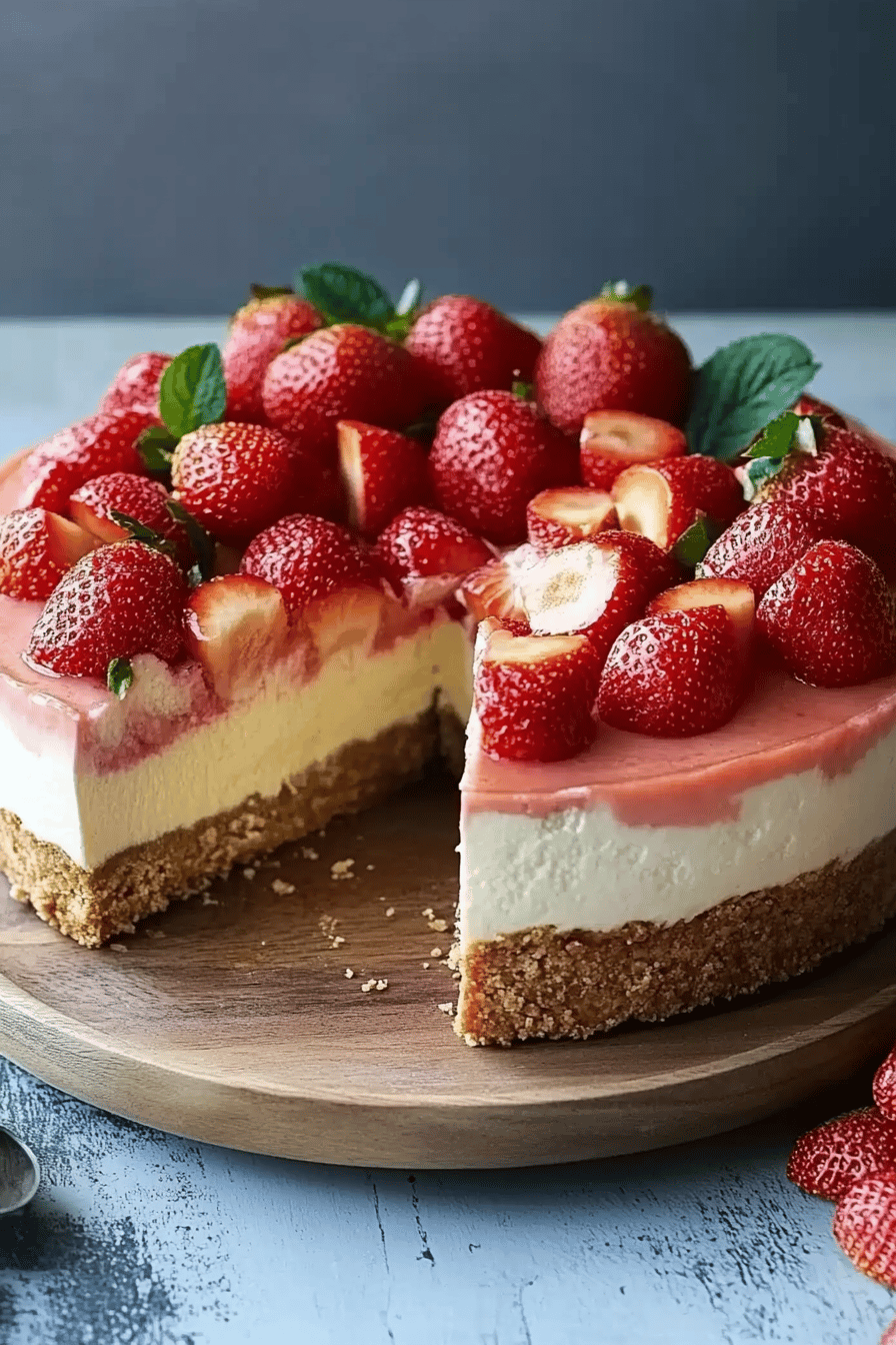 Cheesecake aux fraises facile et délicieux Final Dish Presentation