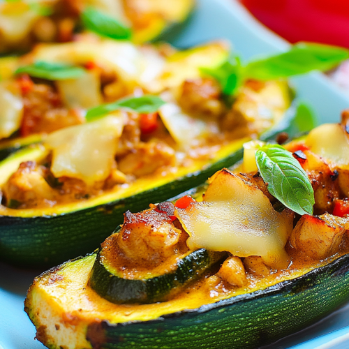 Courgettes farcies au poulet curry