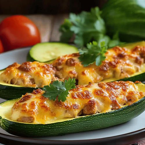 Courgettes farcies au poulet facile
