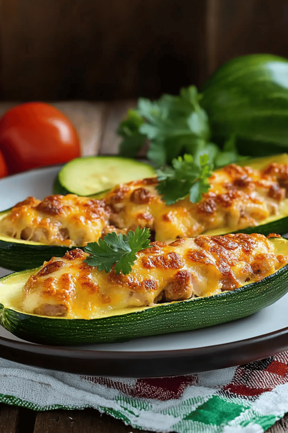 Courgettes farcies au poulet facile