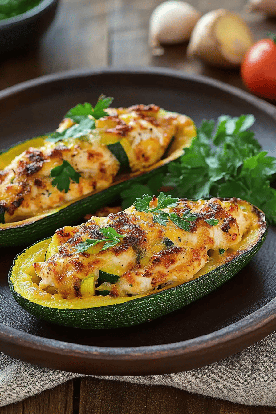 Courgettes farcies au poulet faciles et délicieuses Final Dish Presentation