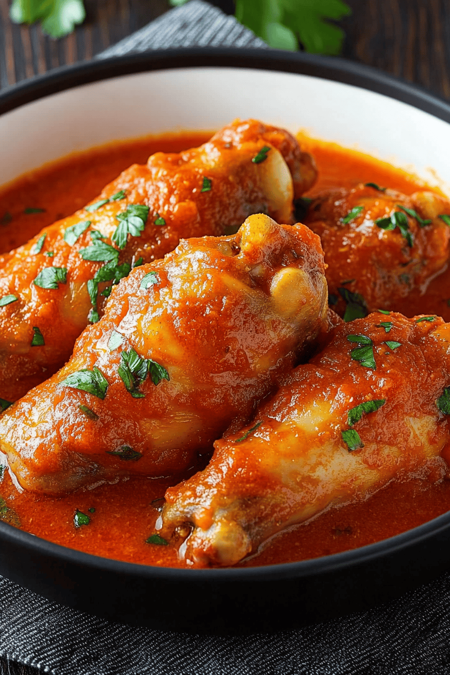 Cuisses de poulet à la crème de tomate: Variante savoureuse Final Dish Presentation