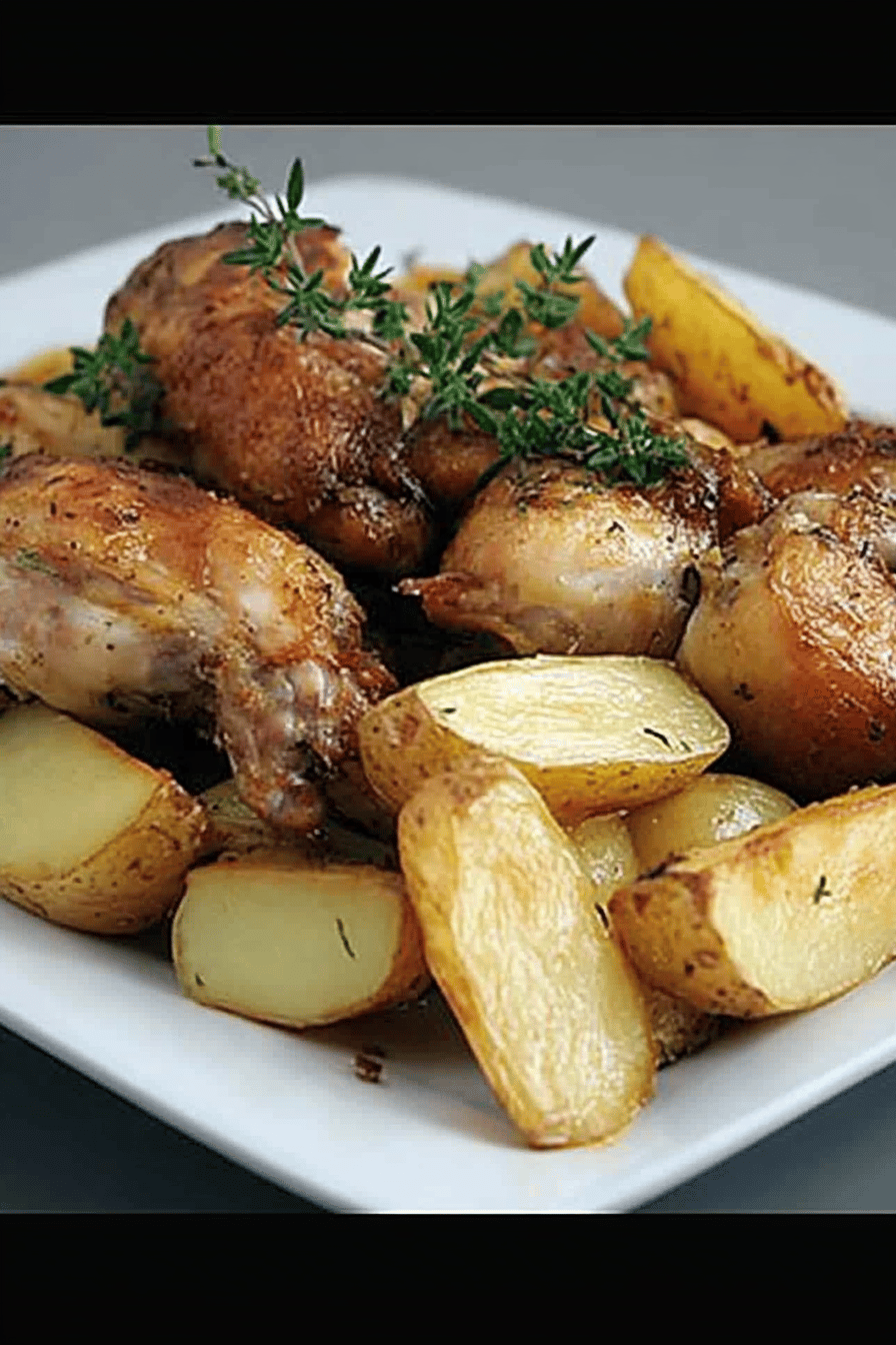 Cuisses de poulet et pommes de terre au four Final Dish Presentation