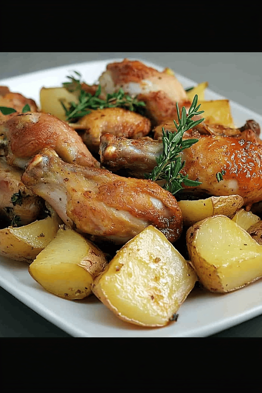 Cuisses de poulet et pommes de terre au four Final Dish Presentation