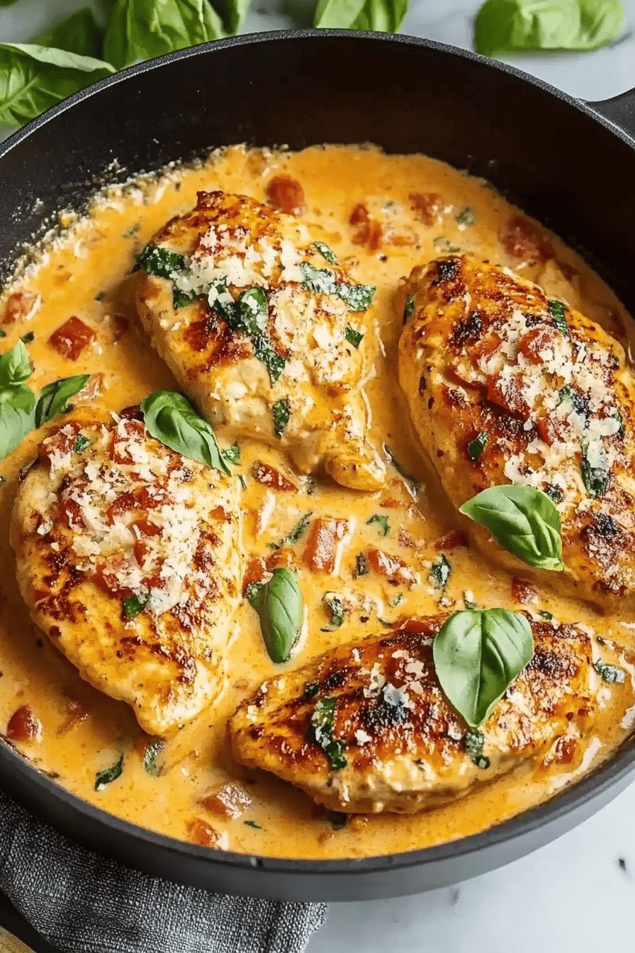Filets de Poulet à la Crème de Tomate Faciles Final Dish Presentation