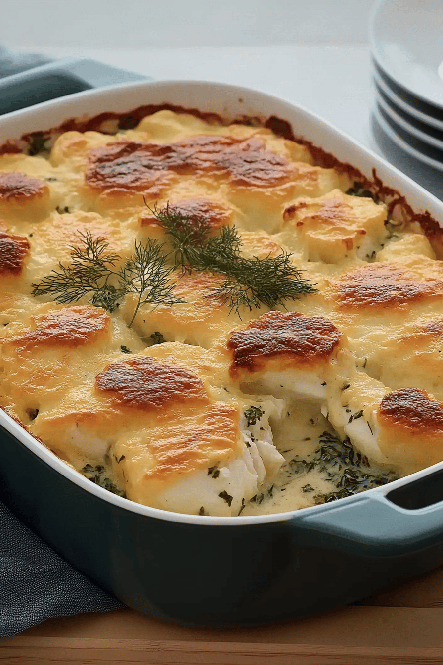 Gratin de légumes de printemps au poisson facile et savoureux Final Dish Presentation