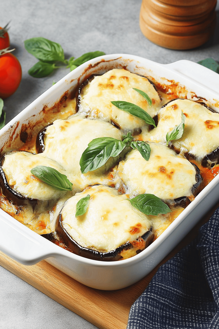 Gratin léger d'aubergines à la mozzarella facile Final Dish Presentation