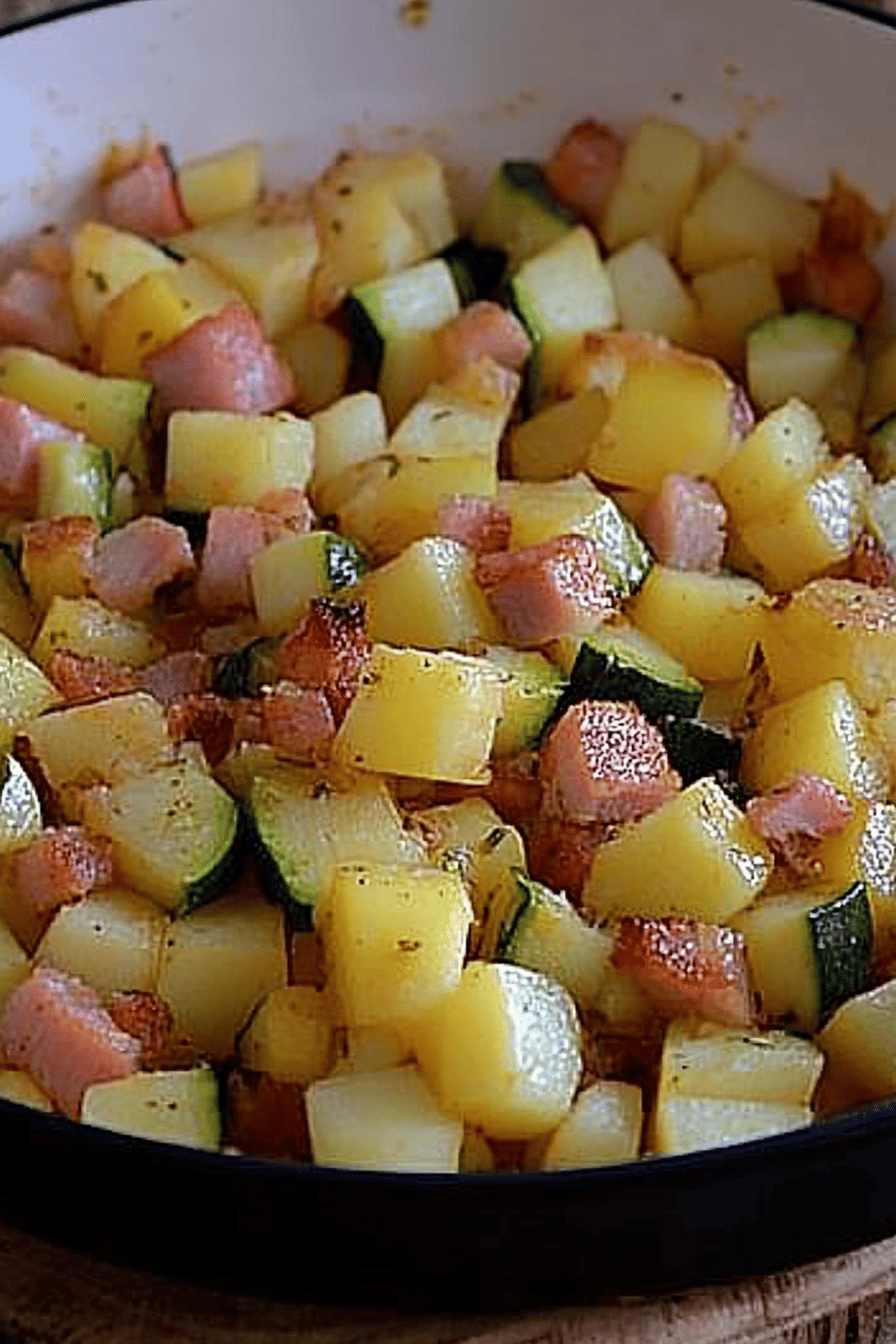 Poelee de pommes de terre et courgettes au jambon ingredients