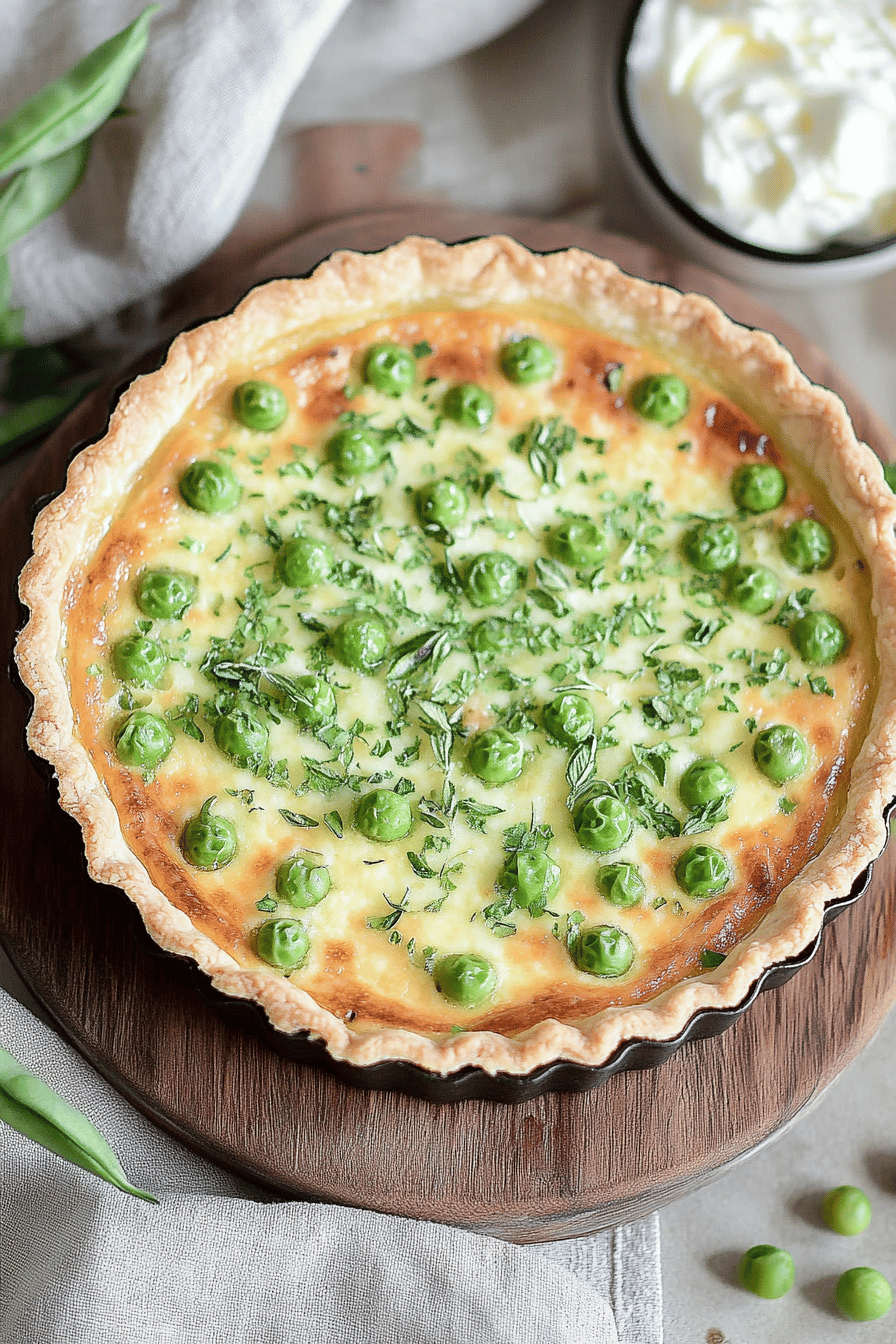Quiche aux Petits Pois et Feta: Recette Printanière Final Dish Presentation