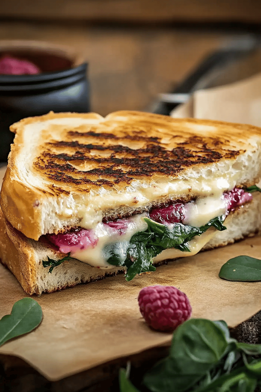 Recette facile : Croque-monsieur gourmet à la framboise Final Dish Presentation