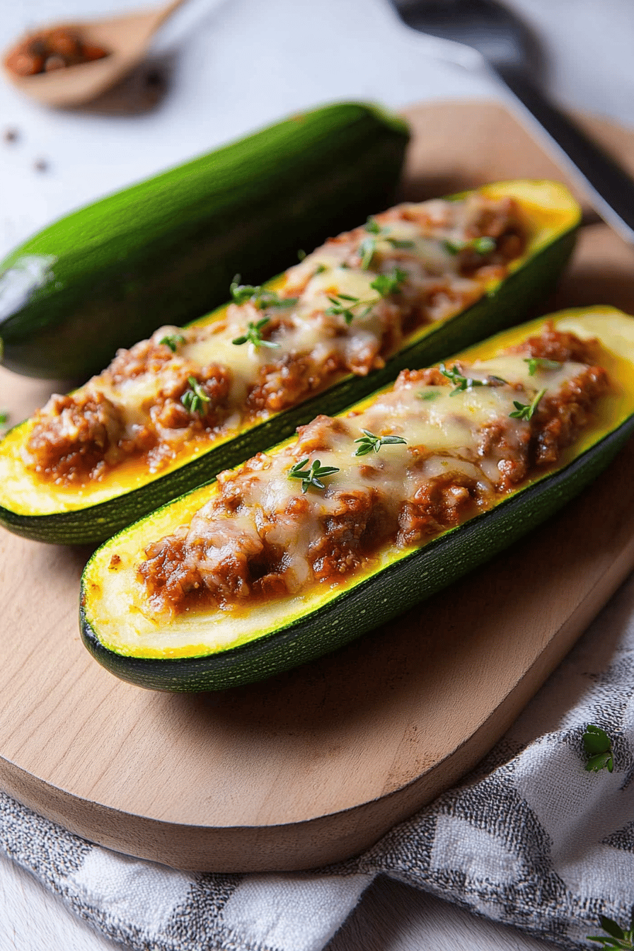 Recette facile de courgettes farcies à la viande Final Dish Presentation