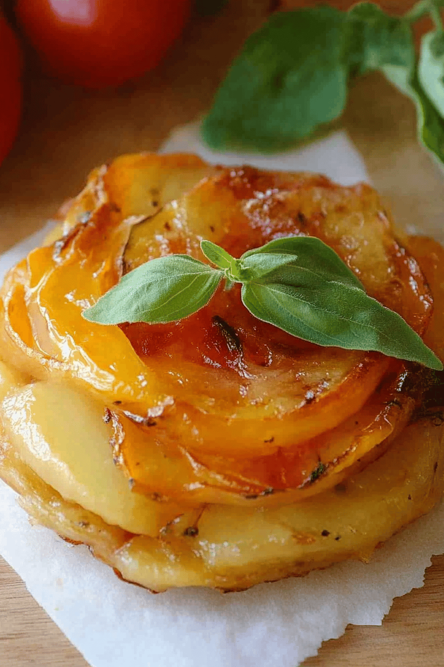 Recette simple : Tarte aux pommes de terre, oignons et tomates Final Dish Presentation