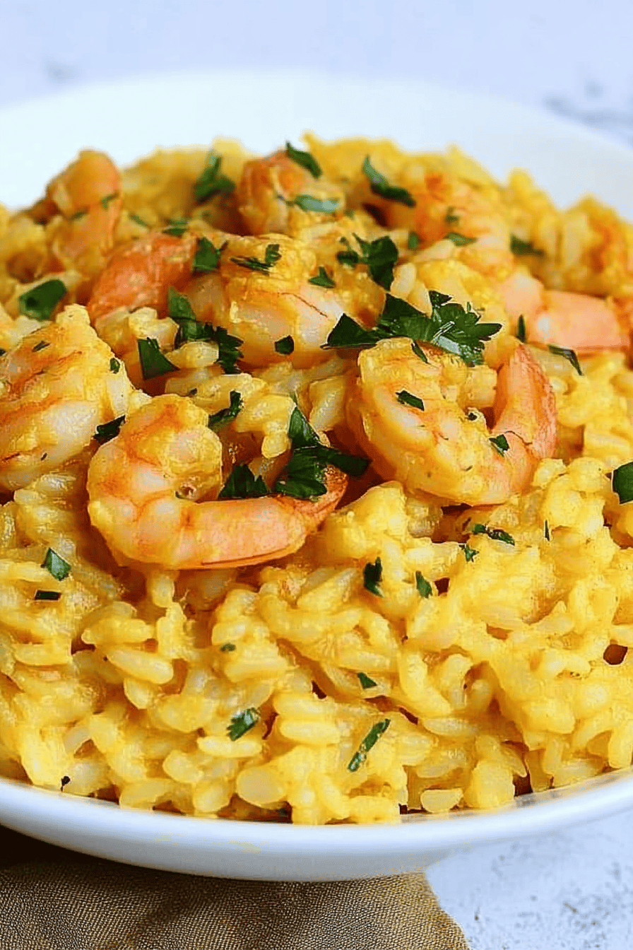 Risotto Crevettes et Curry: Recette Facile Final Dish Presentation