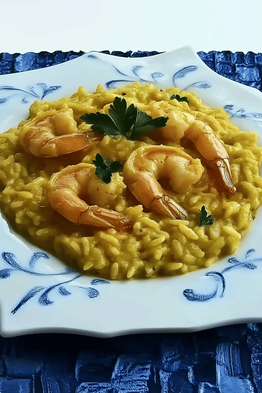 Risotto aux crevettes et curry au Thermomix Final Dish Presentation