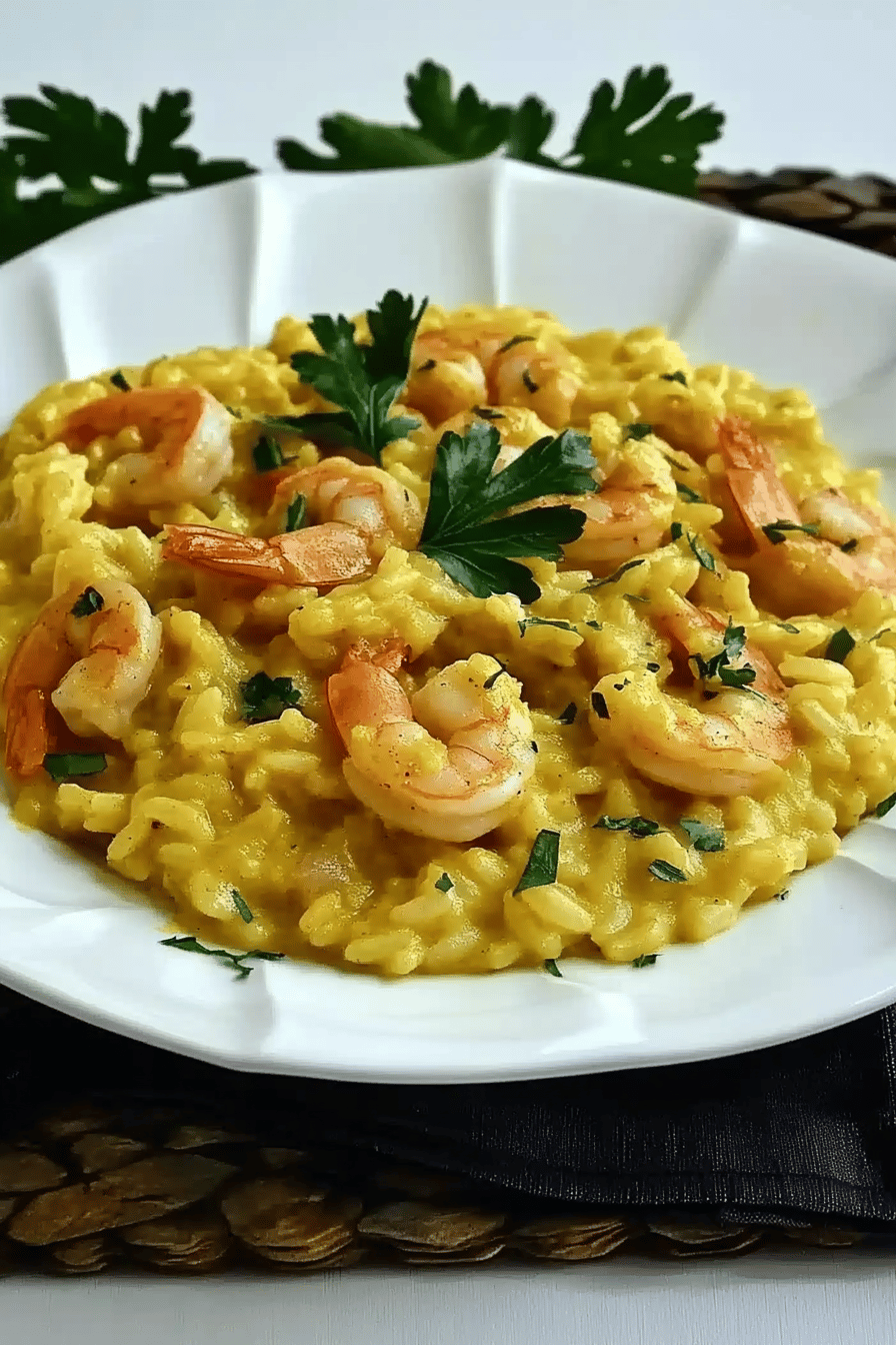 Risotto aux crevettes et curry au Thermomix Final Dish Presentation