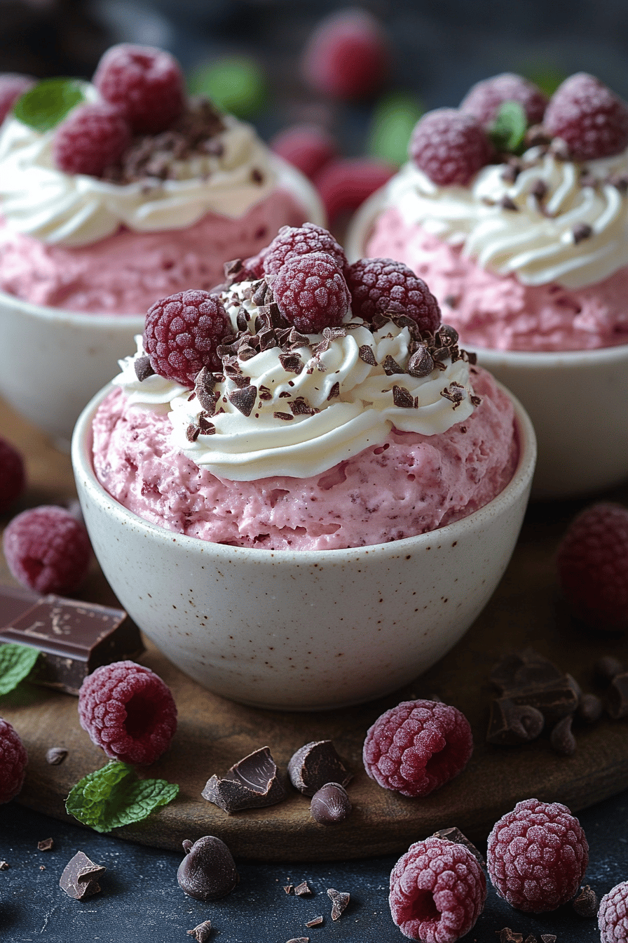 Bavarois Framboise avec Croustillant Chocolat Blanc