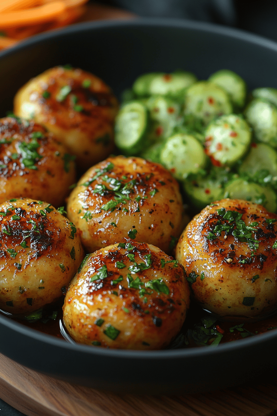 Boulettes de courgettes au four une entrée végétarienne familiale Final Dish Presentation