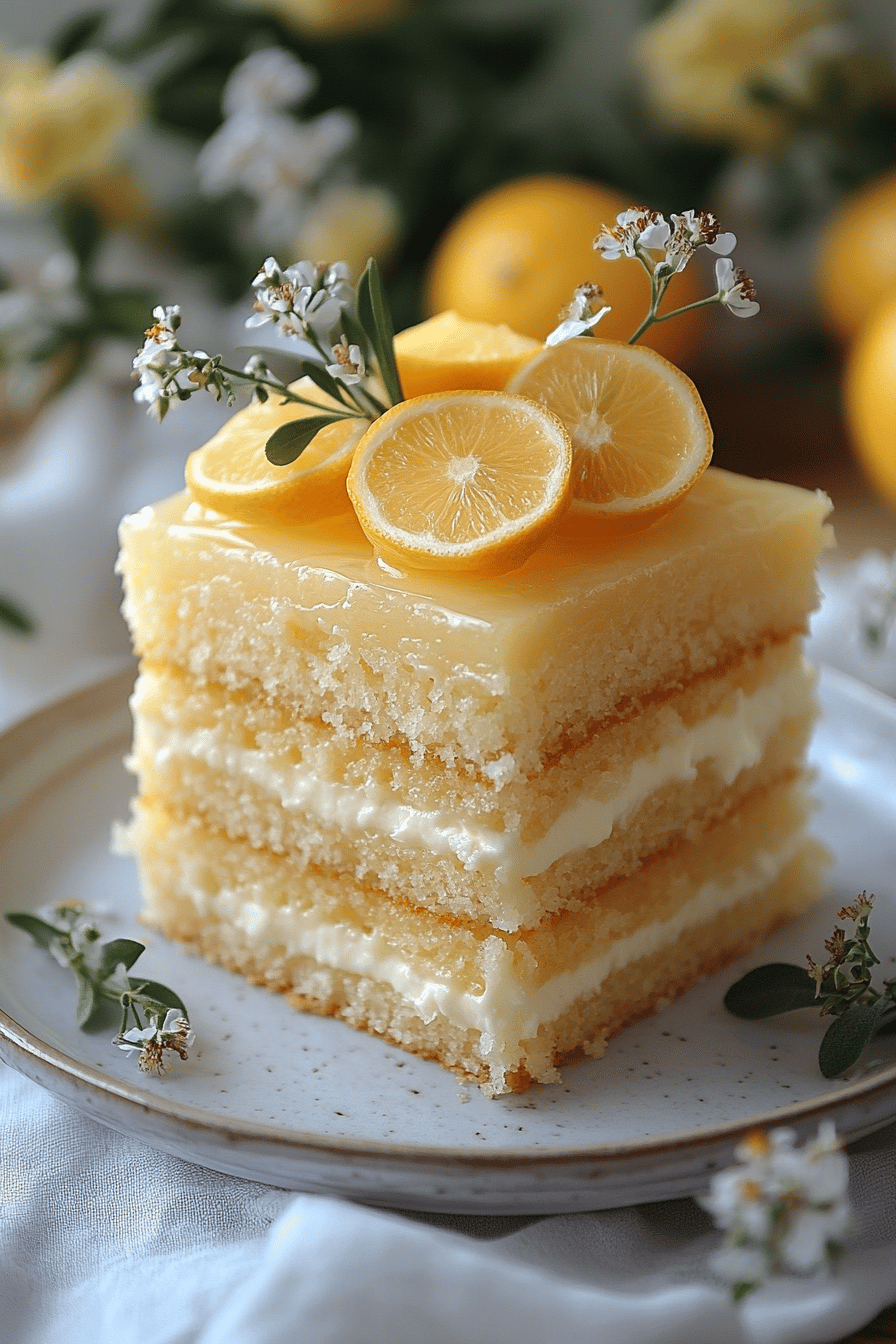 Cake Citron-Myrtilles avec Glacage au Fromage Frais Final Dish Presentation