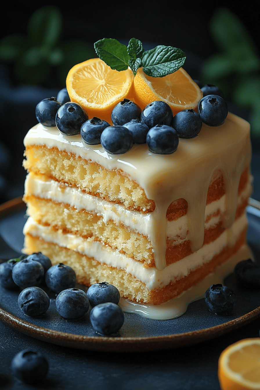 Cake Citron-Myrtilles avec Glacage au Fromage Frais