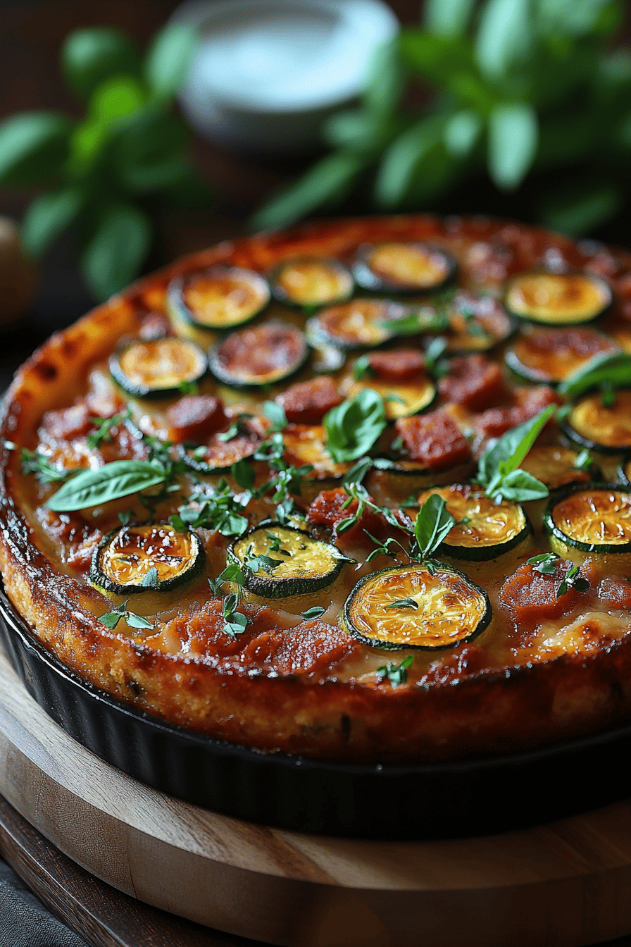 Clafoutis salé courgette-chorizo saveur du Sud garantie Final Dish Presentation