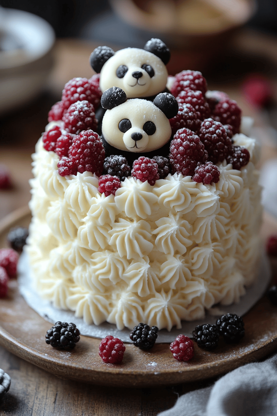 Gâteau Panda Vanille Dessert d'Anniversaire Craquant Final Dish Presentation