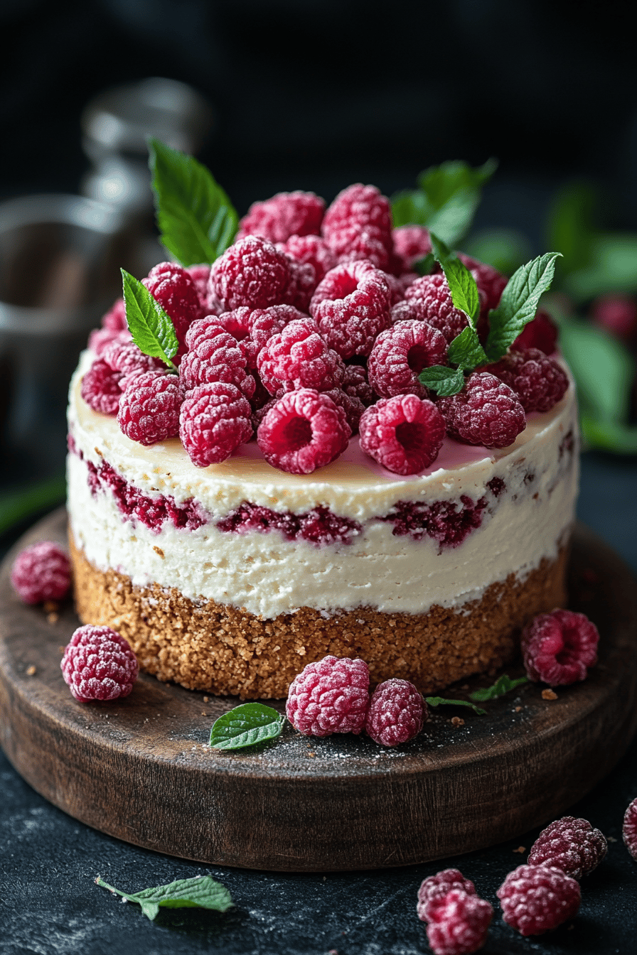 Gâteau Pistache-Framboise Un Mélange Doux et Fruitier Final Dish Presentation