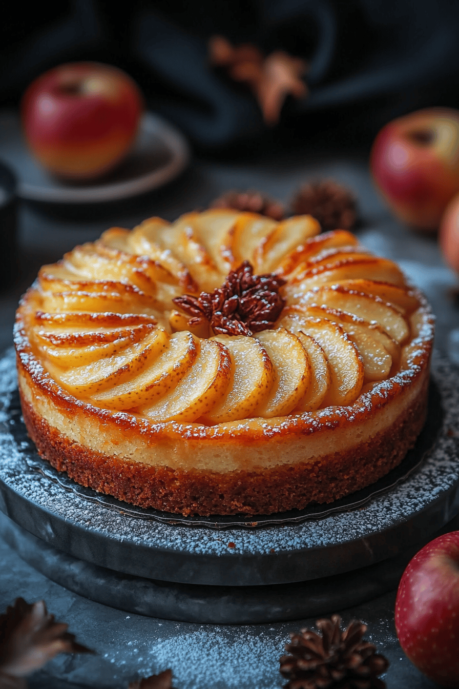 Gâteau aux pommes léger Dessert sans culpabilité Final Dish Presentation