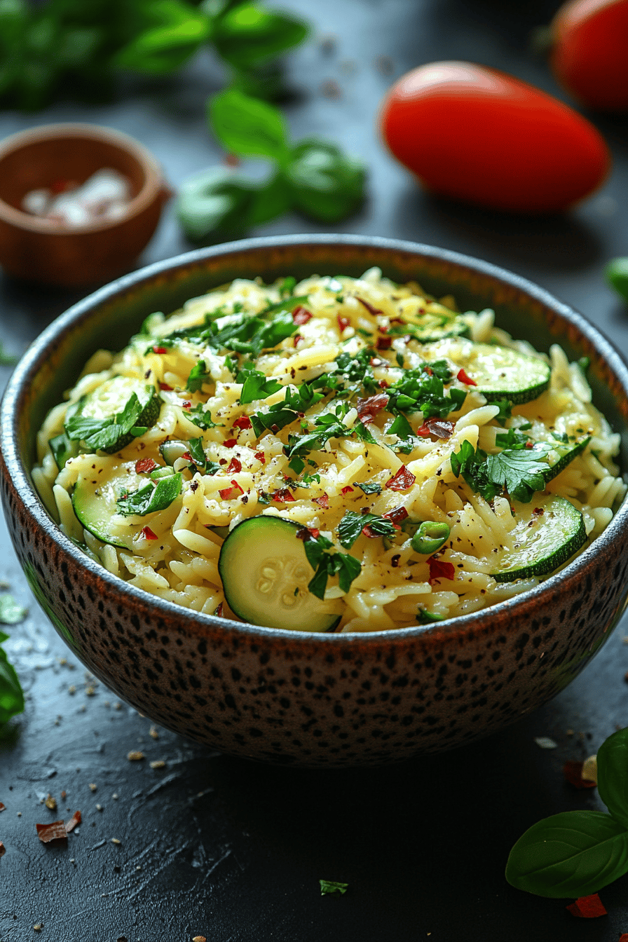 Orzo aux courgettes la recette végétarienne pour pimenter vos pâtes d'été Final Dish Presentation