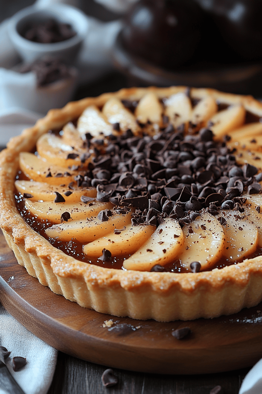 Recette Facile de Tarte Poire-Chocolat Final Dish Presentation