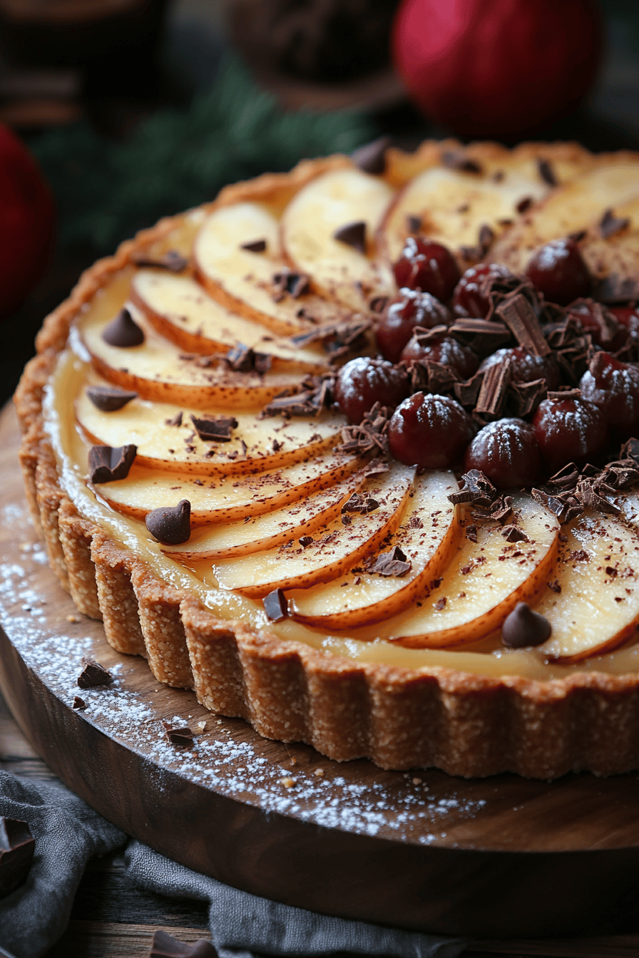 Recette Facile de Tarte Poire-Chocolat Final Dish Presentation