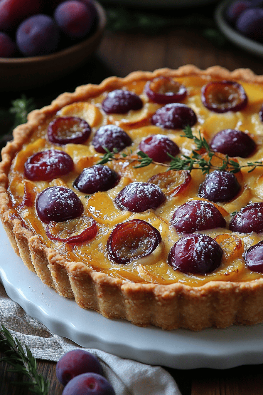 Recette facile Tarte aux prunes et frangipane à la pistache Final Dish Presentation
