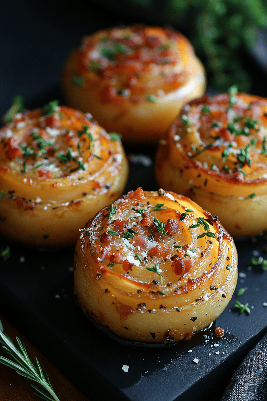 Roses de Pommes de Terre au Bacon et Parmesan Final Dish Presentation