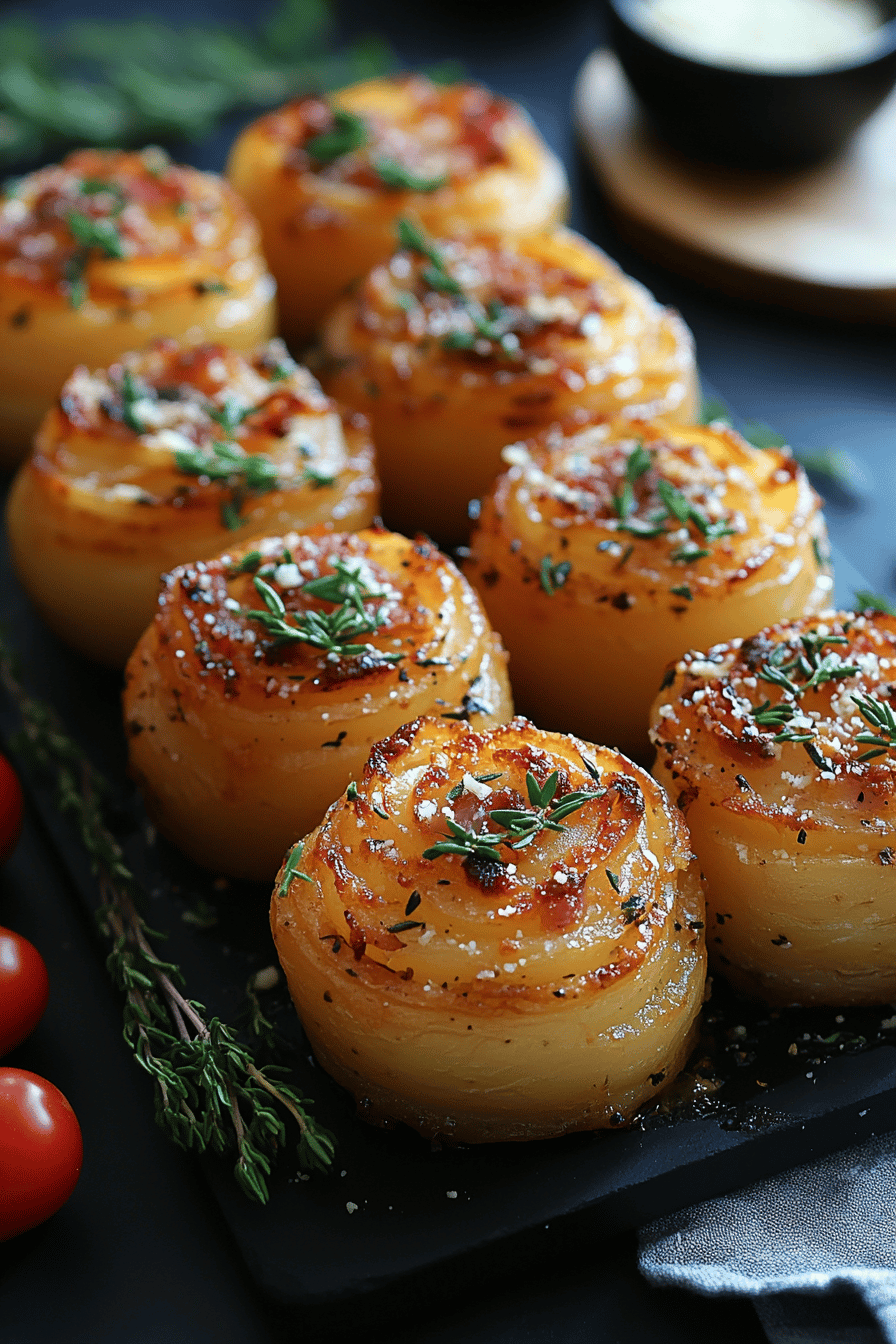 Roses de Pommes de Terre au Bacon et Parmesan Final Dish Presentation