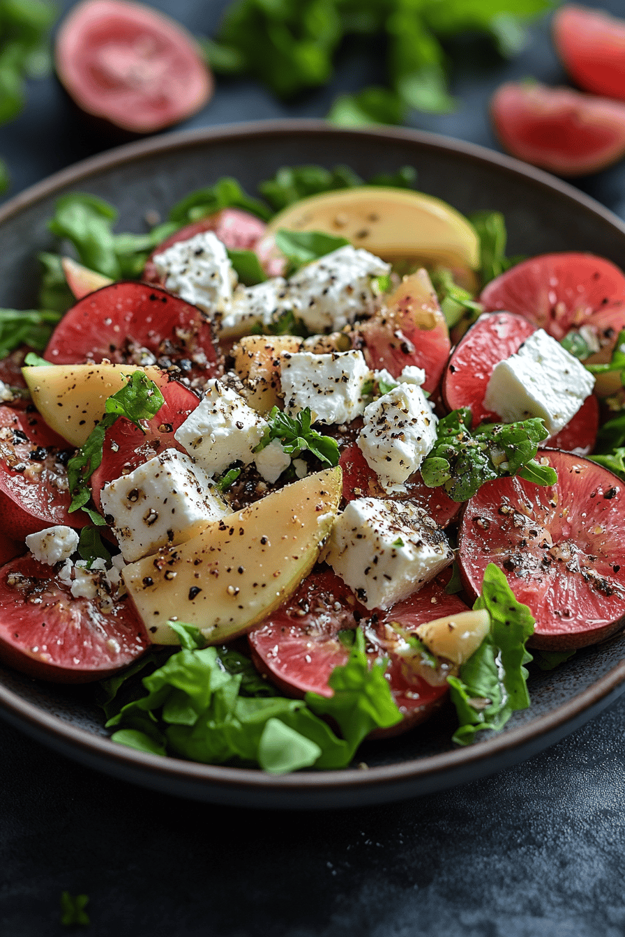 Salade Betteraves Rôties Avocat et Feta Final Dish Presentation