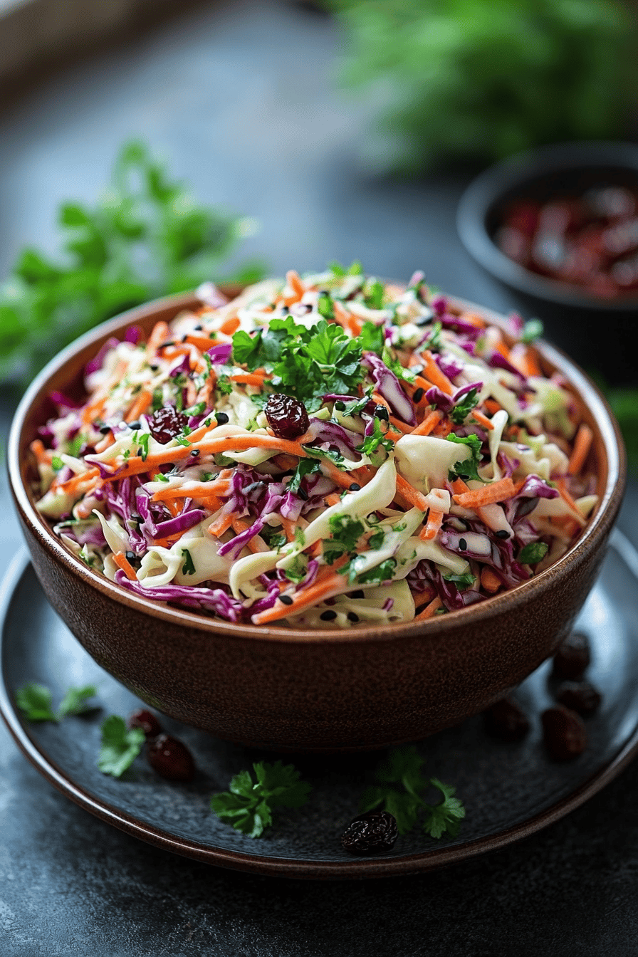 Salade Coleslaw au Yaourt et Raisins Secs Final Dish Presentation