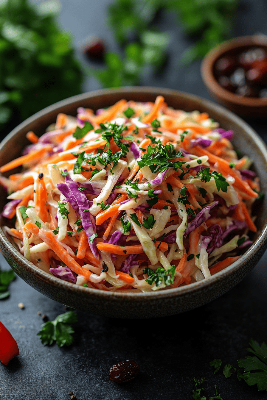 Salade Coleslaw au Yaourt et Raisins Secs
