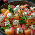 Salade Melon Concombre et Feta Fraîcheur Estivale