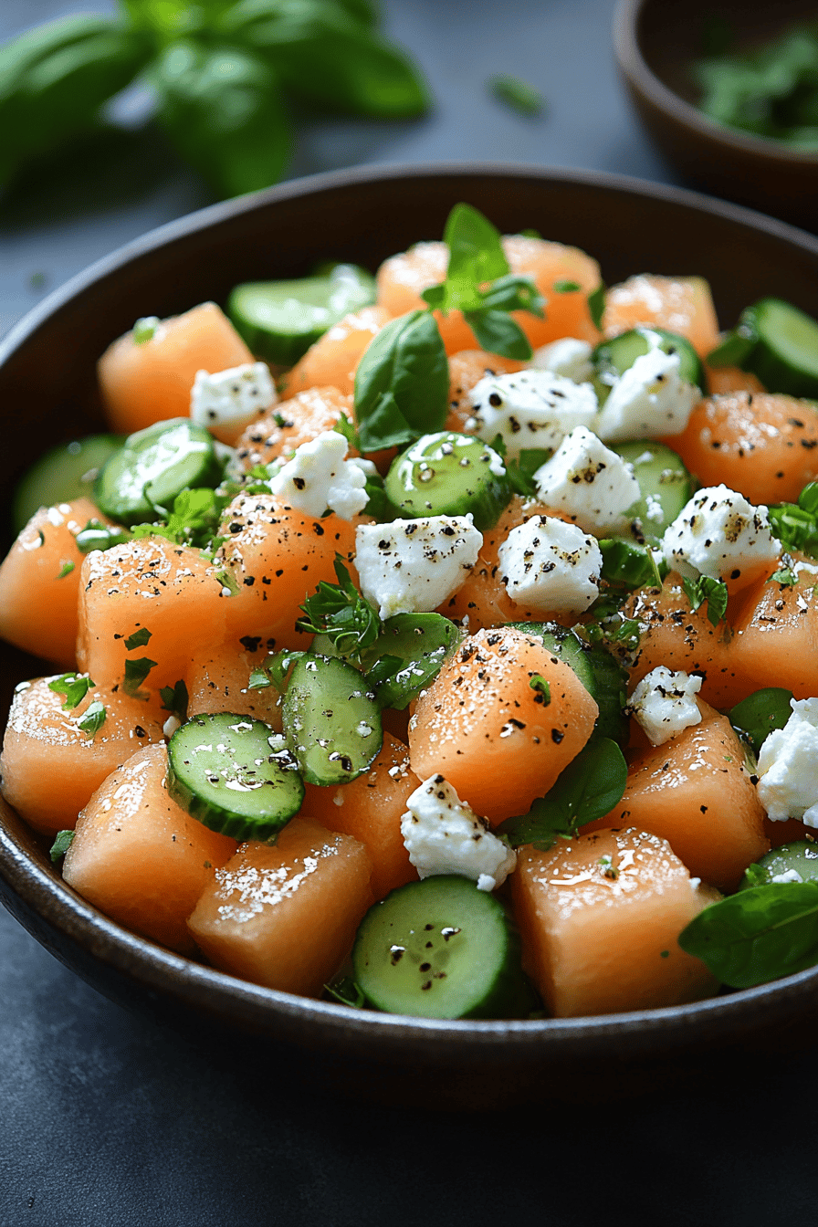 Salade Melon Concombre et Feta Fraîcheur Estivale ingredients