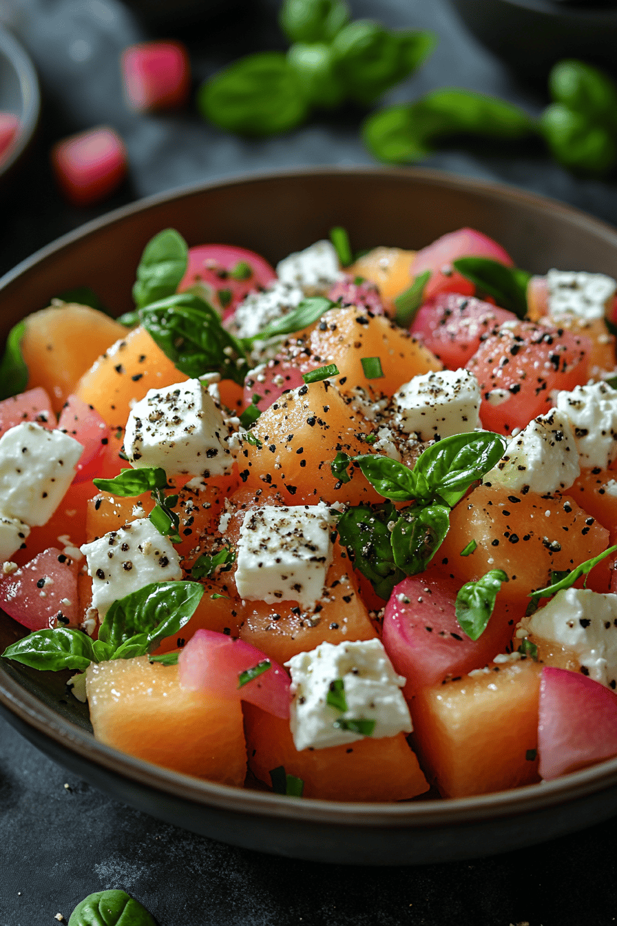 Salade Melon Concombre et Feta Fraîcheur Estivale