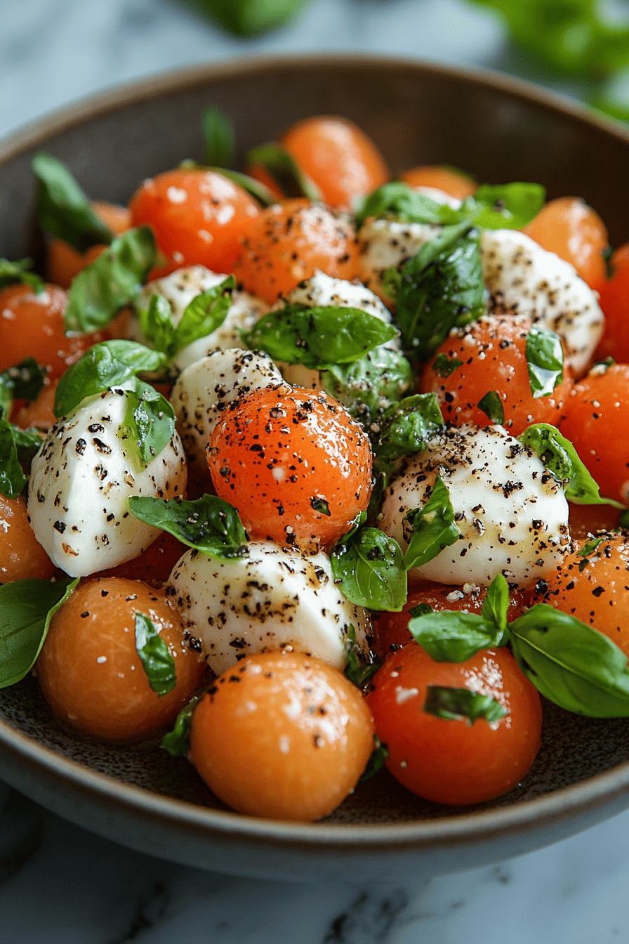 Salade Melon-Mozzarella Façon Caprese ingredients